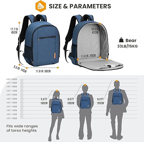 Miniatura 6 de TARION Bolsa para cámara fotográfica mochila para cámara DSLR con cubierta impermeable para laptop, compartimento para laptop, bolsa de fotos para