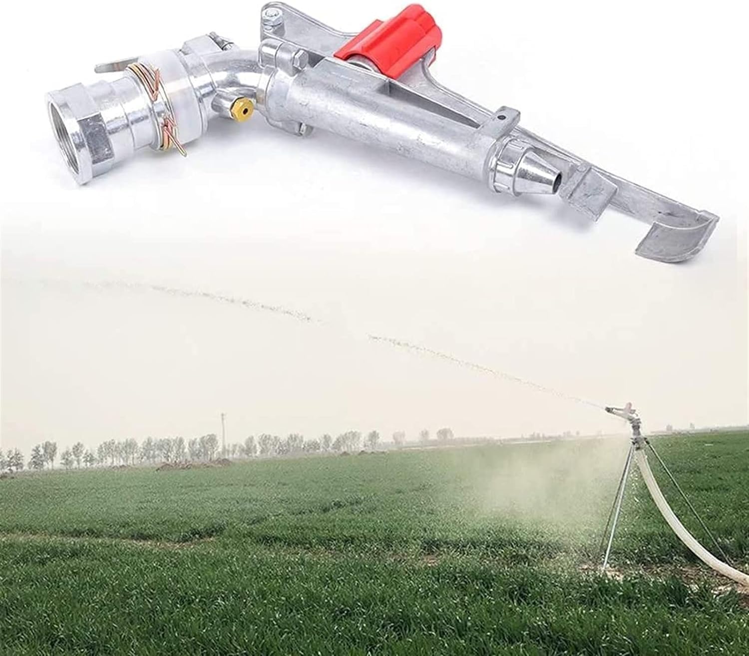 Pistolet zraszający do nawadniania – 5 cm regulowany 360° dla dużego obszaru uderzenia (65-80 m) - idealny do nawadniania zraszaczy rolniczych w gospodarstwach rolniczych