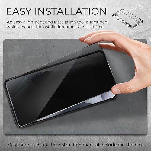 Miniatura 5 de MOTIVE Paquete de 4 protectores de pantalla de privacidad para Samsung Galaxy S24 2024 de vidrio templado con 2 protectores de pantalla + 2 lentes