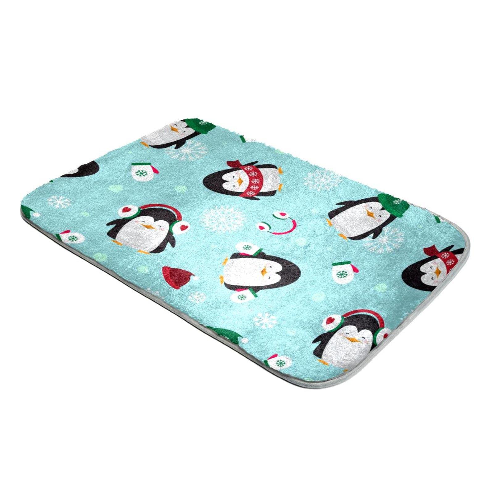 Tapis à poils longs pingouins de Noël pour réchauffer le sol de la chambre