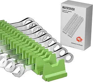 80PCS Modular Wrench Organizer Wrench Holder - Wrench Tool Organizers for Tool Drawer Storage, Wrench Storage Set with Metric & SAE Label, Wrench Rack Tool Gift for Professional Mechanics Men, Green