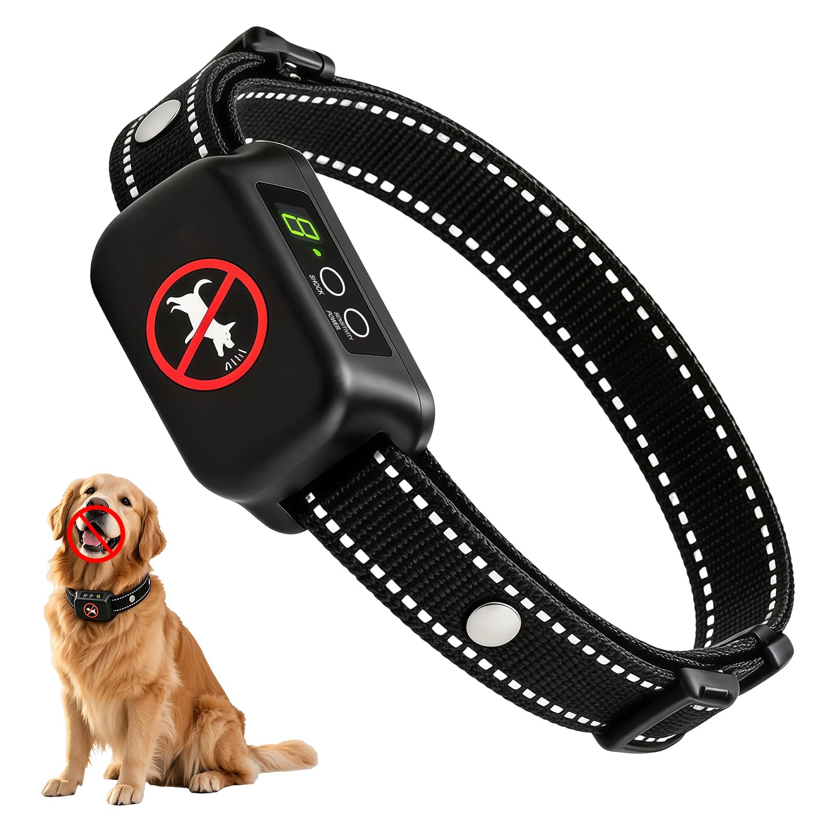 Collar Antiladridos para Perros sin Descarga Eléctrica, Collar de Adiestramiento con Vibración y Bip Sonoro, Recargable, Impermeable, Reflectante y Ajustable, para Perros Pequeños, Grandes y Medianos