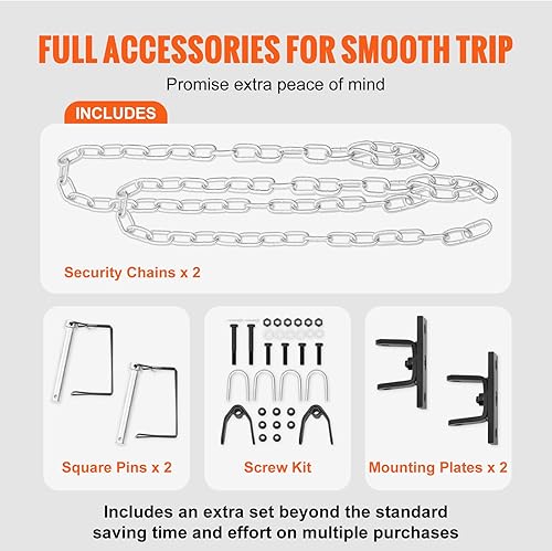 Miniatura 4 de VEVOR Barra de remolque, capacidad de remolque de 5500 libras con cadenas, barra de remolque universal montada en parachoques de acero aleado con