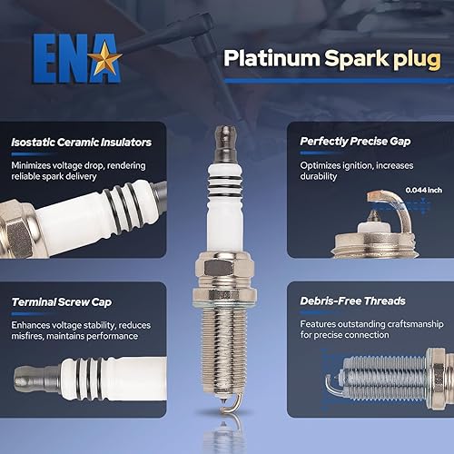 Miniatura 5 de ENA Juego de 6 bobinas de encendido y bujía de platino compatibles con Toyota Lexus Avalon Camry Rav4 Sienna Highlander IS350 ES350 2.7L 3.5L 4.0L