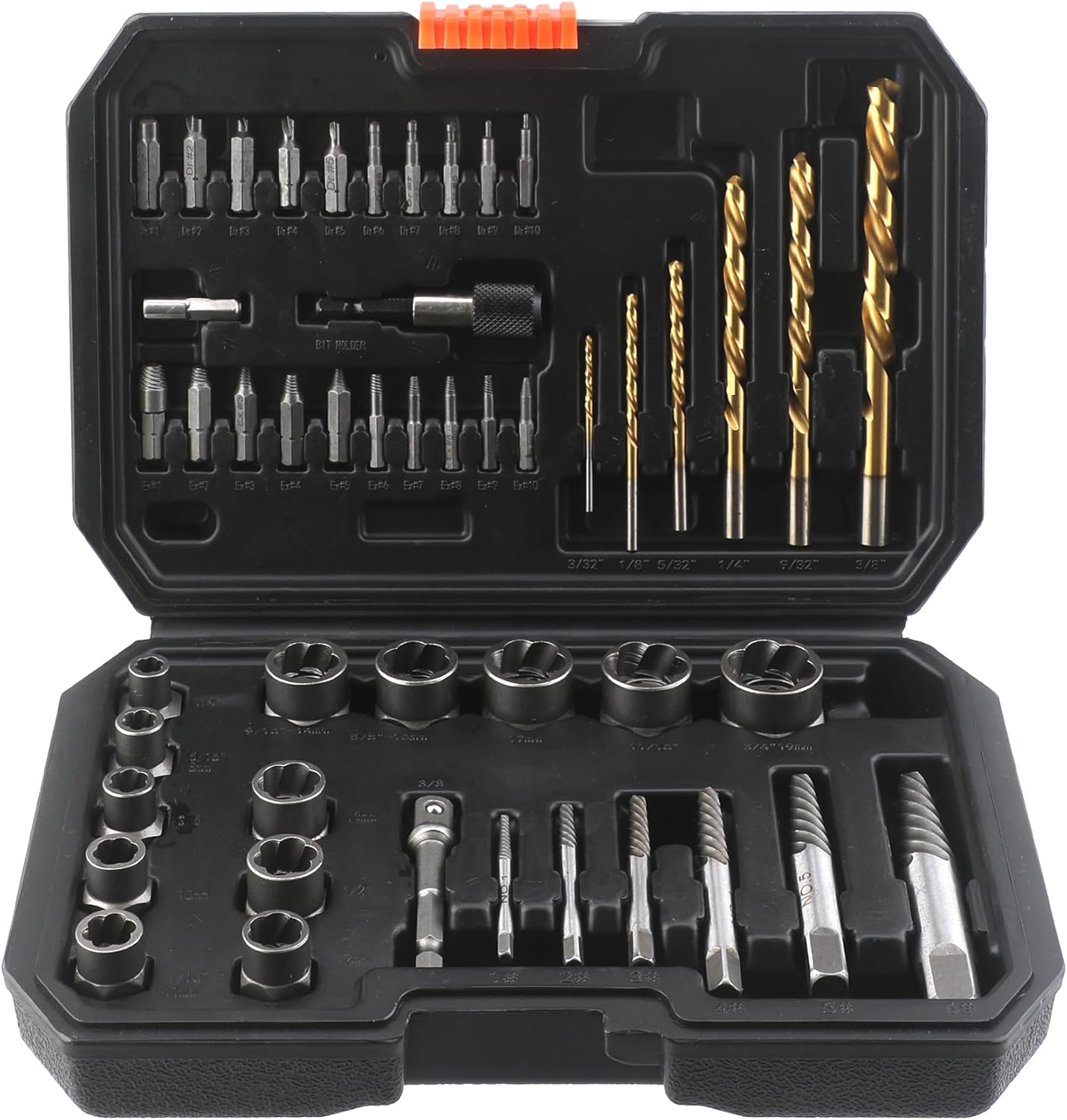 Screw Extractor Set and Left Hand Drill Bit Set - 48 Piece Easy Out Bolt Extractor Kit for Removing Damaged, Frozen, Studs, Rusted, Rounded-Off Bolts, Nuts & Screws
