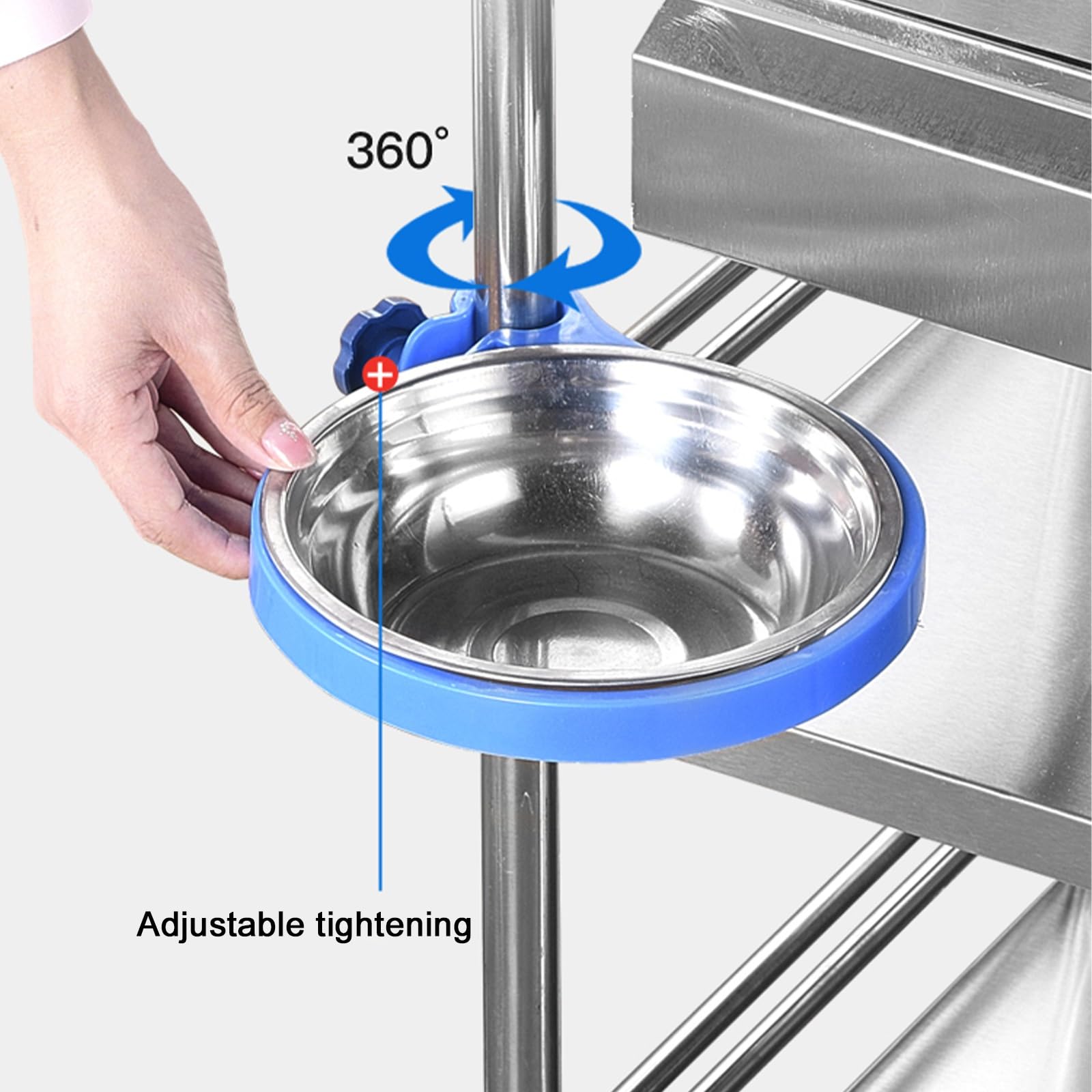 Carrello da laboratorio con ruote, in acciaio inox, a 2 ripiani, con ruote silenziose a 360° e cassetto per laboratorio, clinica, cucina, salone