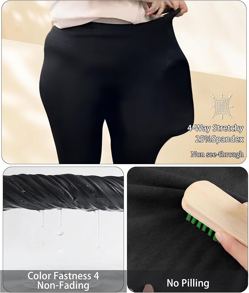 LALAGEN Plus Size Leggings for Women with Pockets-High Waisted 7/8