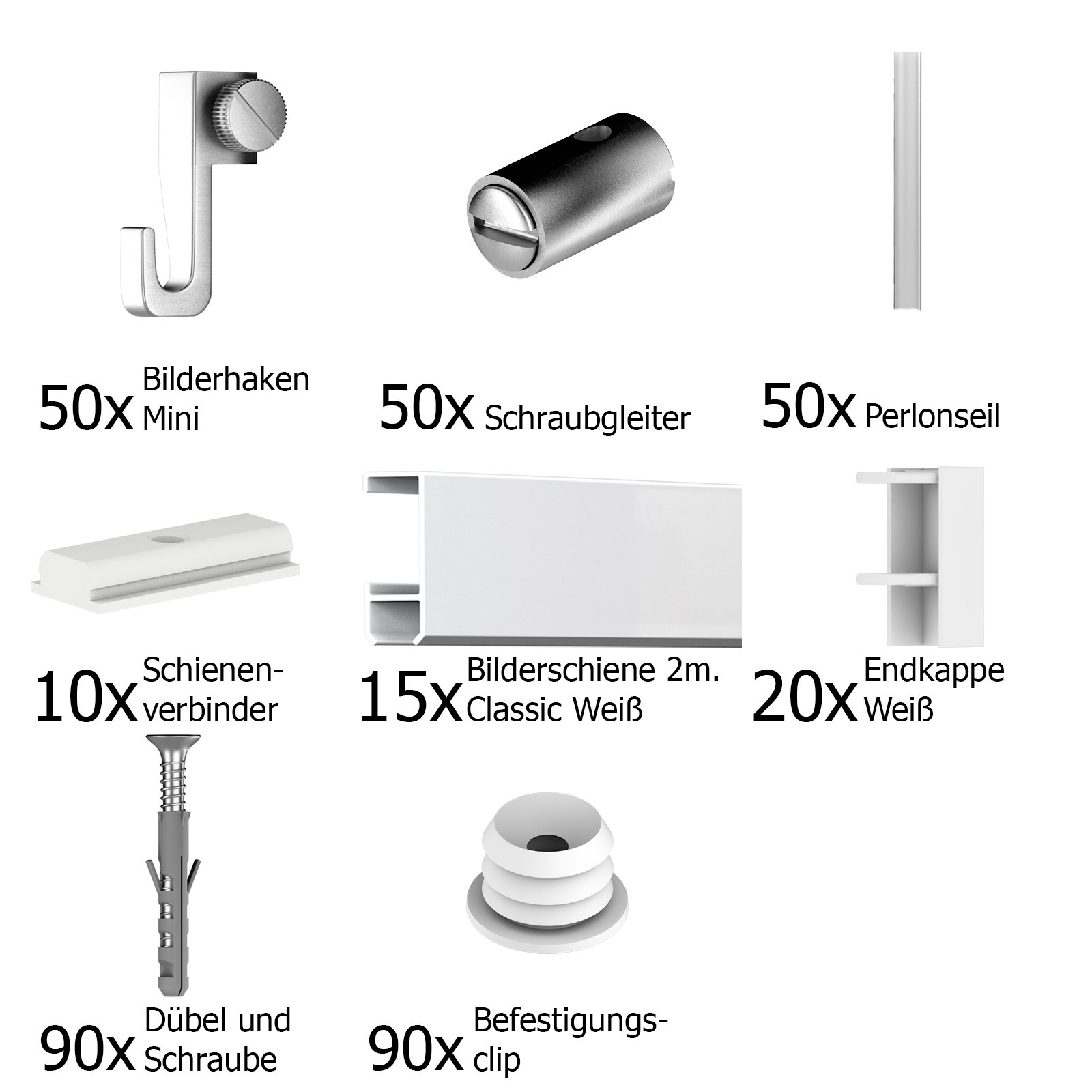 Leha Bilderschiene Galerieschiene Slider - Set 30m weiß