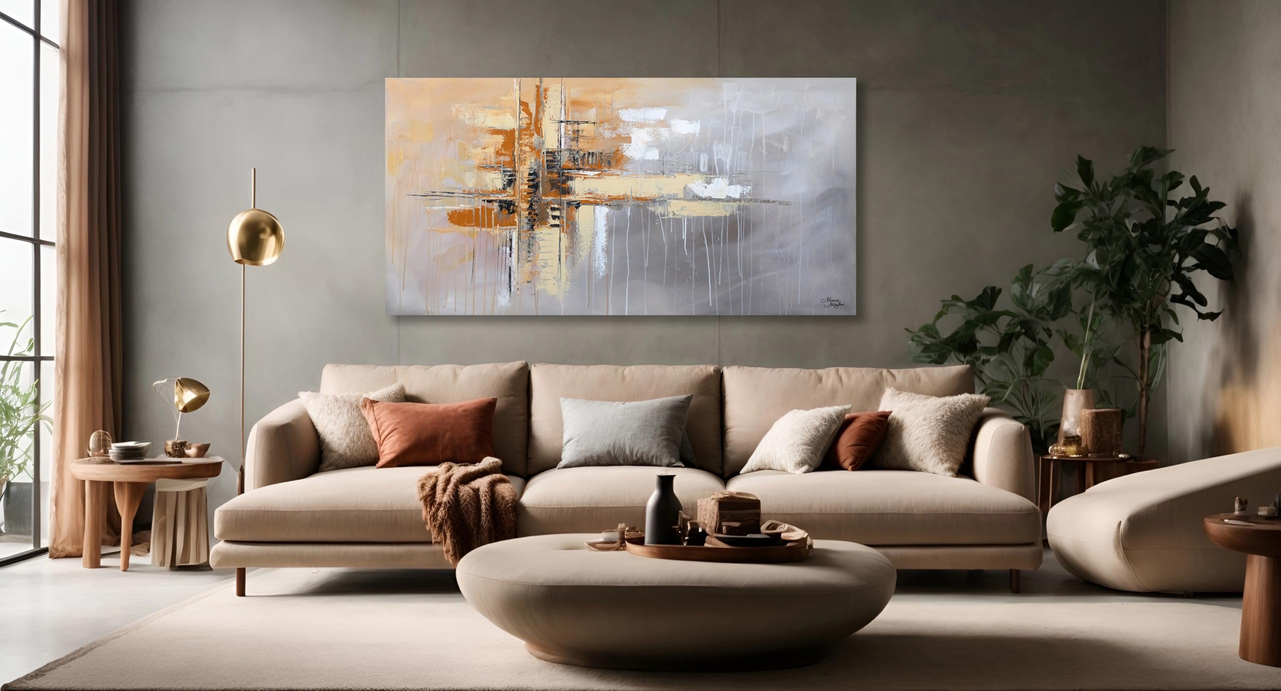 Monica Mirafiori I 120x60 cm I Tableau Peint à la Main I Modèles Tableau I Peintre Moderne I Tableaux Peintures I Toile sur Cadre en Bois