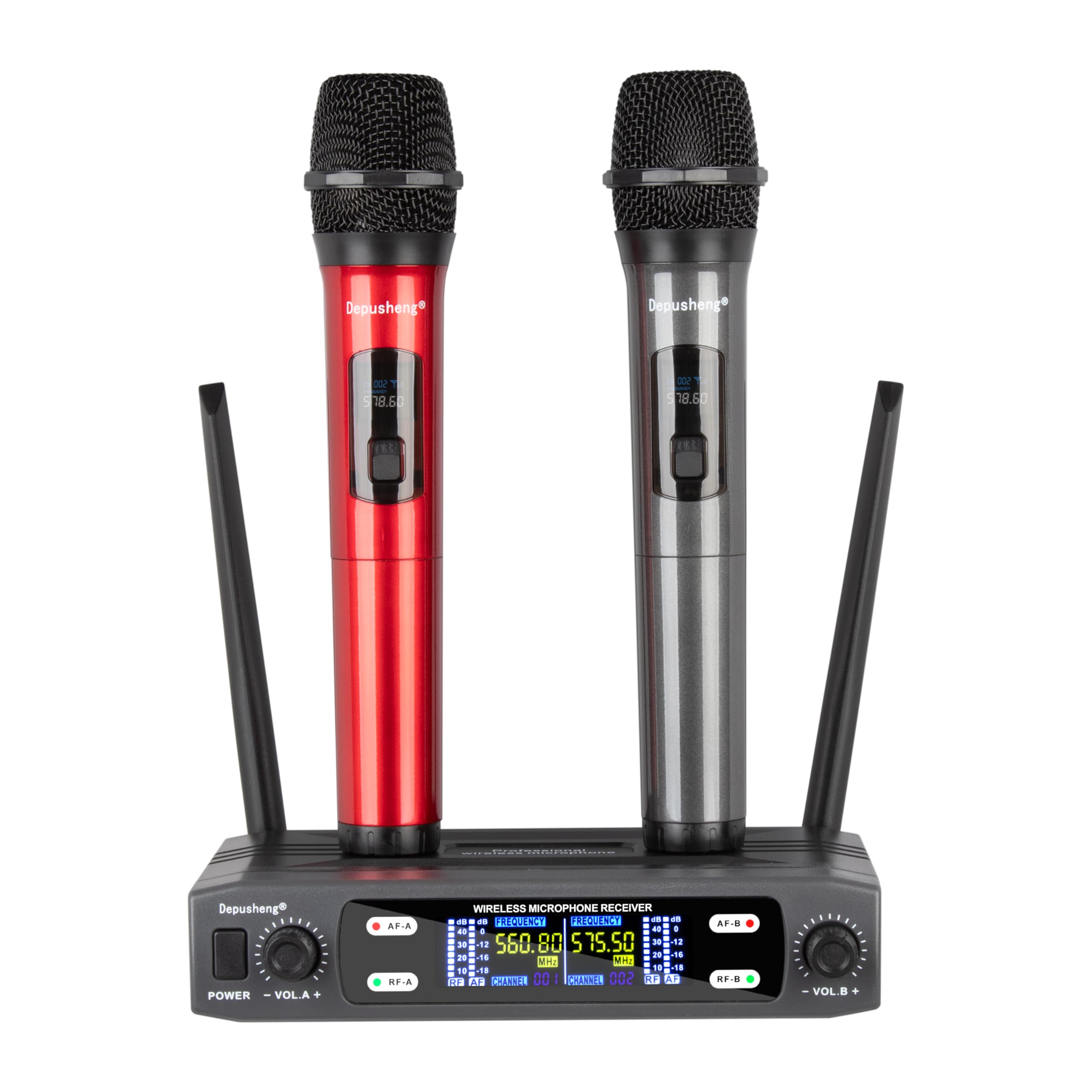 Depusheng UHF ワイヤレスマイクシステム 2本組 Amazon.com: Depusheng Wireless Microphone System, VHF Fixed Dual