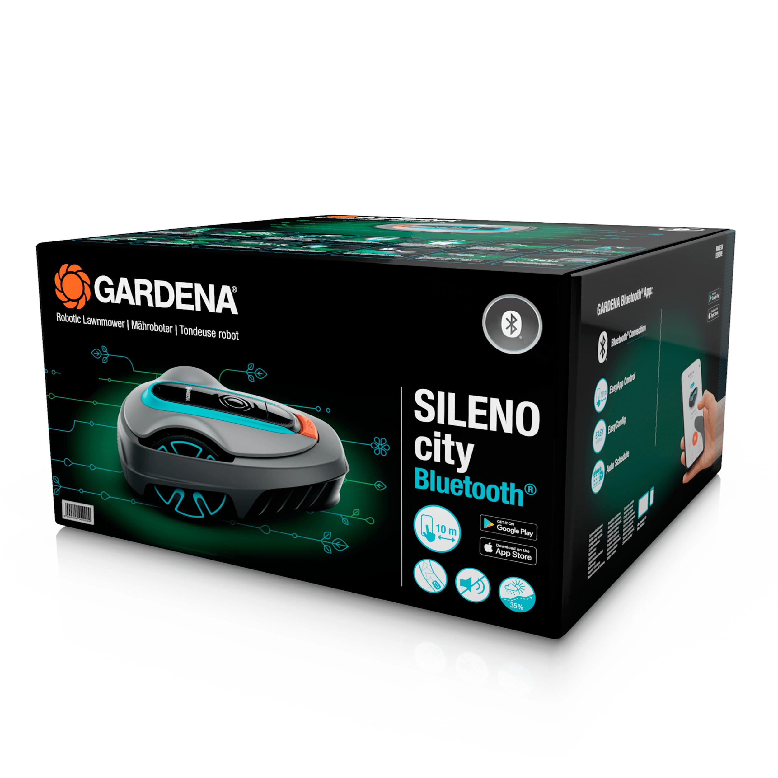 Gardena Mähroboter Sileno City (15010-20), Türkis, Orange, Schwarz, Grau, Bis zu 600 m²