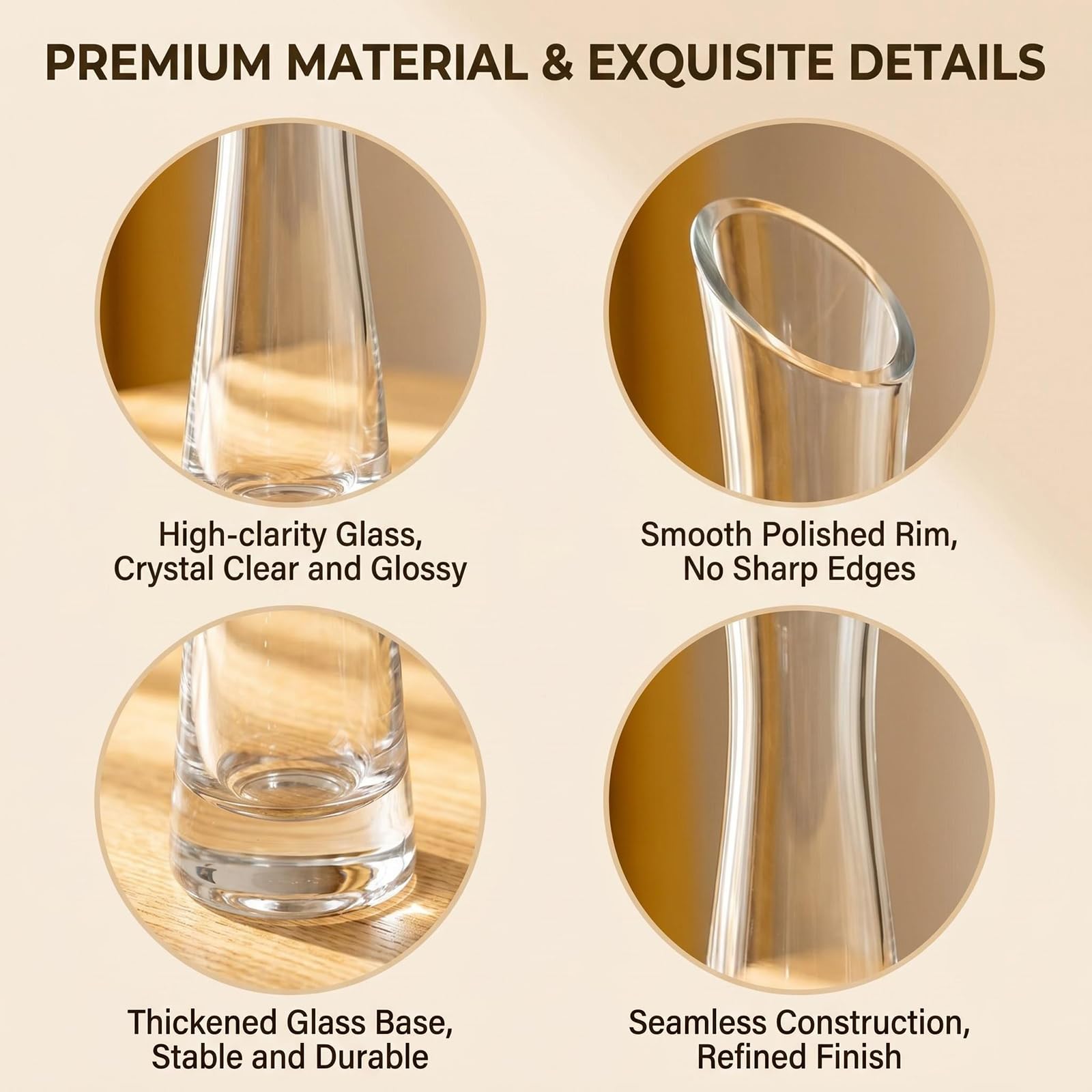 Amazon.com: 23CM Small Flower Vase Tall Thin Narrow Necked Glass