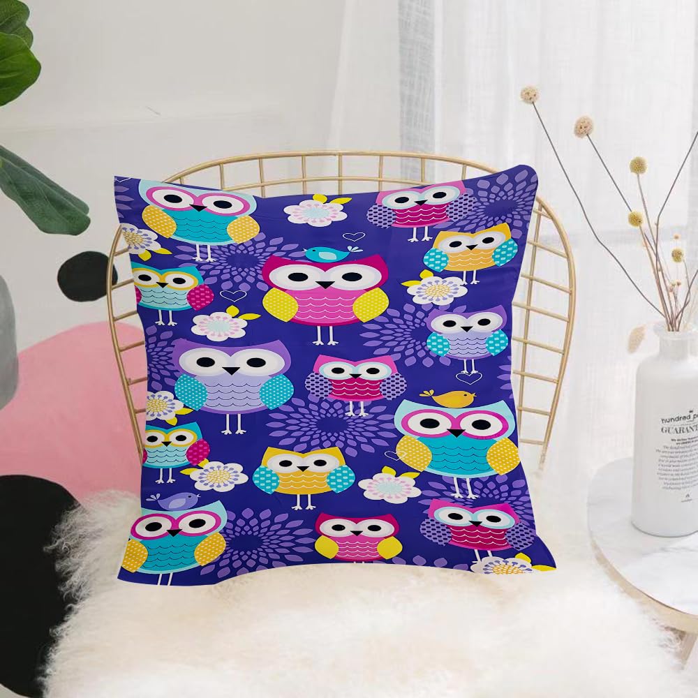 HYMSXW Cushion Cover,Throw Pillow Case Home Decorative for Living Room Bedroom Sofa Chair 20X20 Inch,Cute owls vector seamless pattern.,Pillowcase 50X50cm