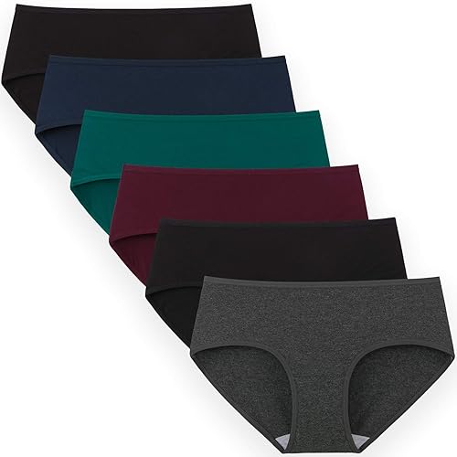 INNERSY Womens Underwear Cotton Hipster Panties Regular & Plus Size 6-Pack - Small - Dark Vintage