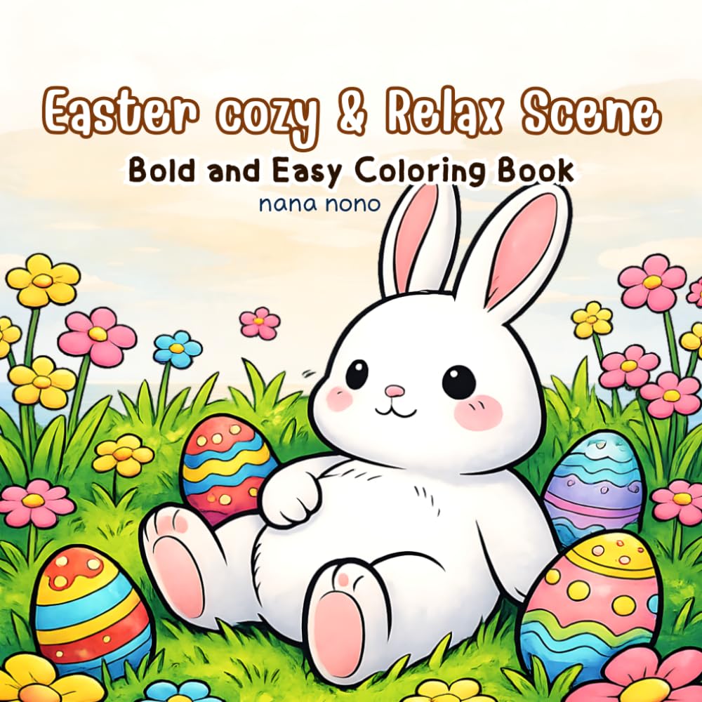 Easter Cozy & Relax Scene: Bold and Easy Coloring Book for Adults and Kids, 50 Cute and Simple Spring Easter Designs for Relaxation