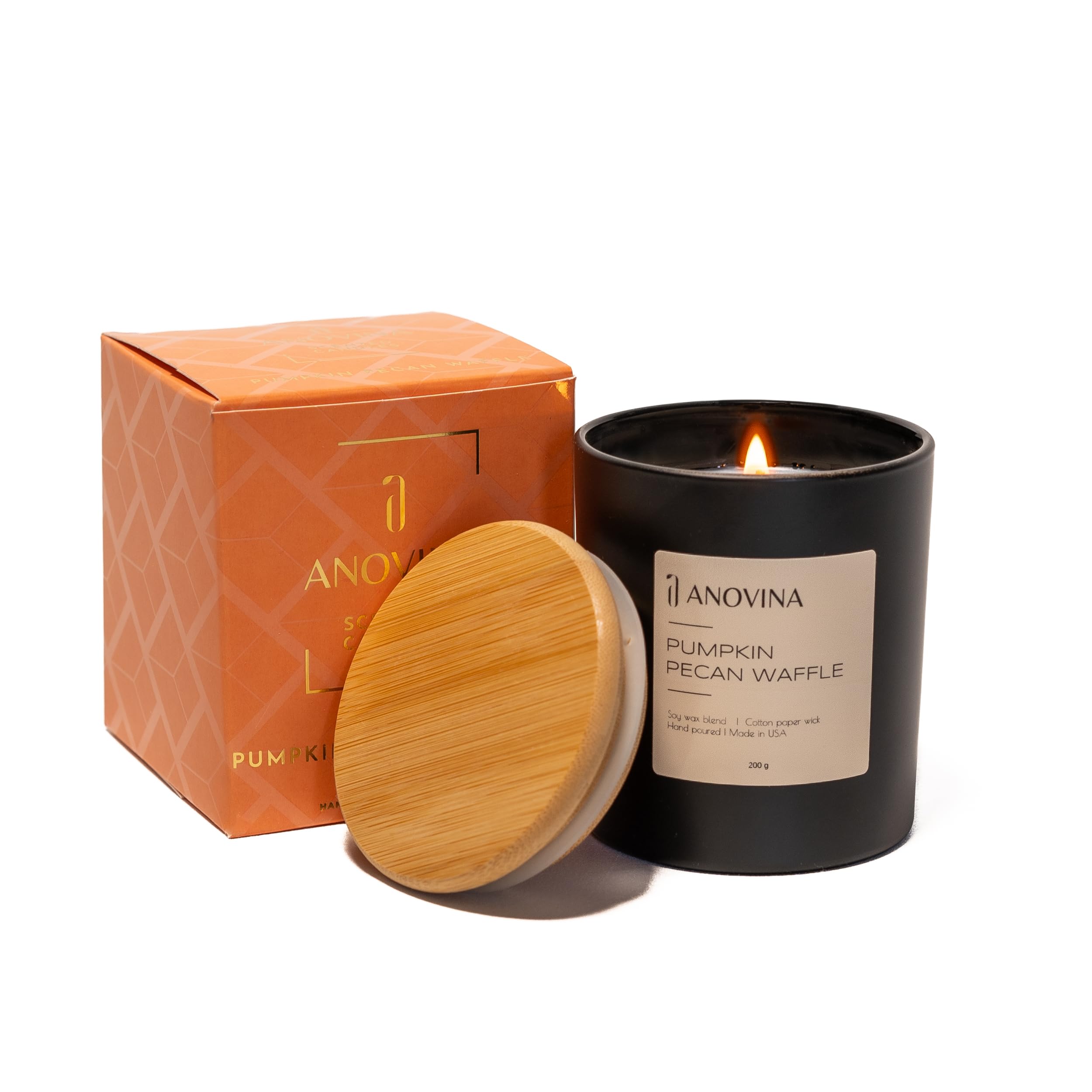 Experimenta la magia navideña con la vela perfumada de gofre de calabaza y nueces hecha en Estados Unidos, mezcla de cera de soja prémium con caja de regalo, perfecta para regalar