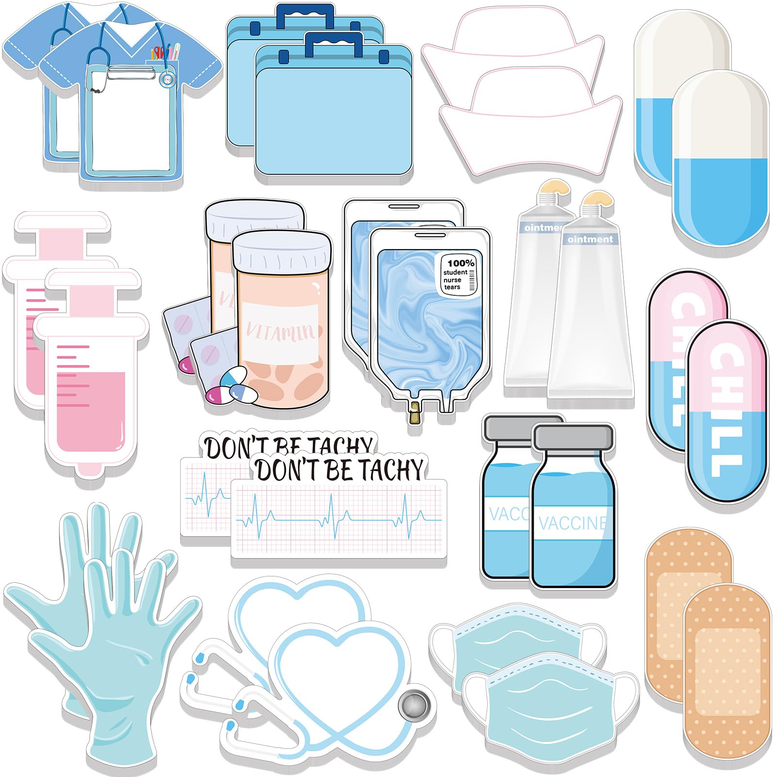 30 Pads Mini Funny Nurse Sticky Notes CNA Gifts Nursing Essentials Medical Themed Mini Notes Assorted Pads Self Stick Cute Memo for Gifts Hospital