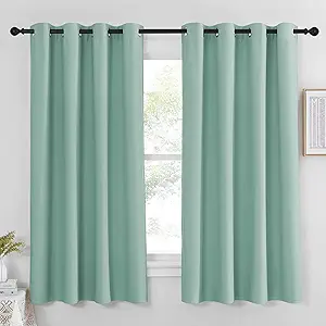 NICETOWN Blackout Curtain Panel 63 inch Long for Window - Thermal Insulated Solid Grommet Blackout Drape for Bedroom Living Room Kitchen (Single Panel, 52W x 63L, Aqua Blue)