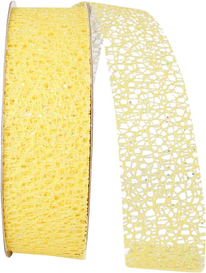 Reliant Ribbon Glitter Web Mesh Ribbon, 5/8 Inch X 25 Yards, Iridescent