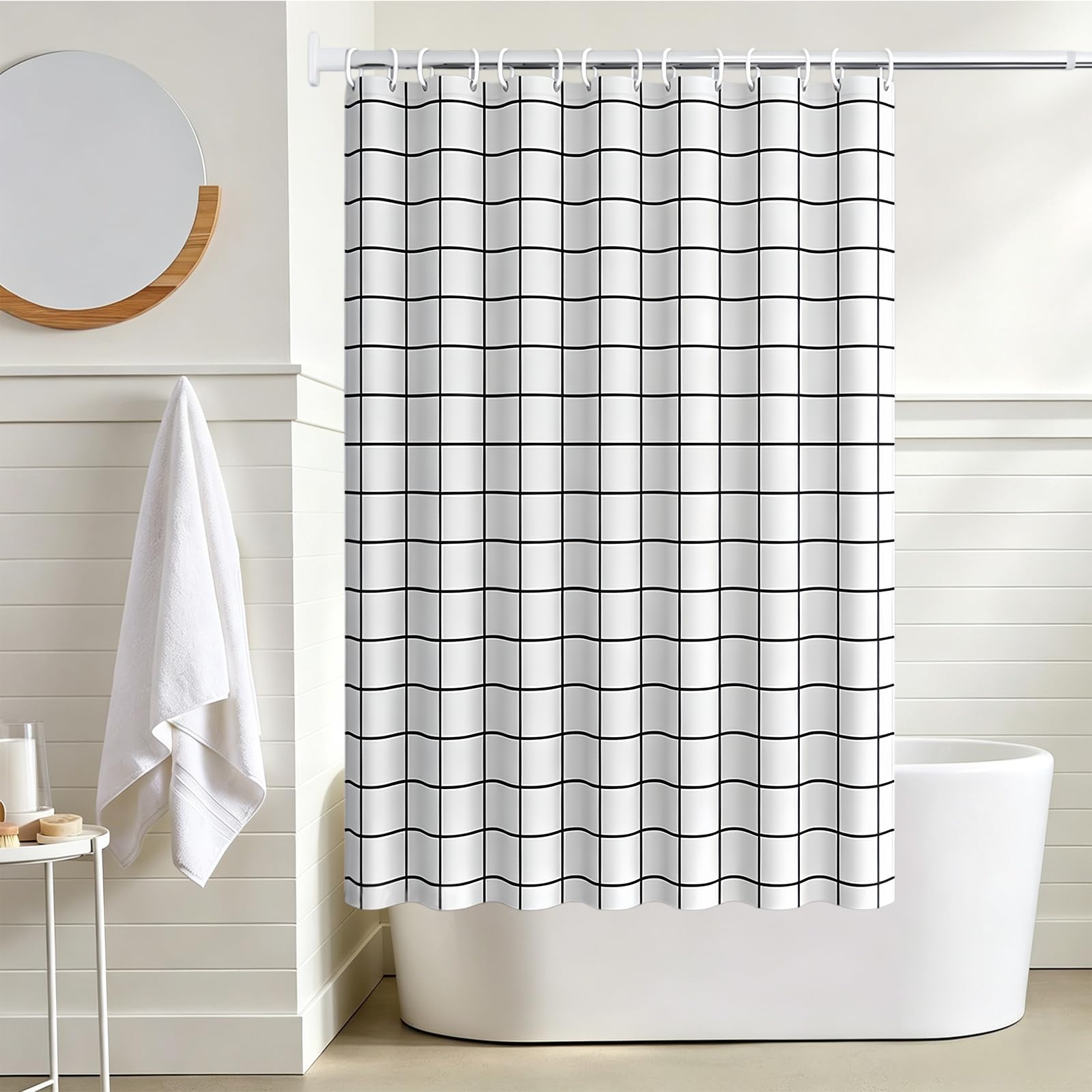 Tenda Vasca da Bagno 240 x 180 cm Tenda da Doccia in Tessuto 100% Poliestere, Resistente Alla Muffa, Impermeabile, Lavabile in Lavatrice, con Sistema di Sospensione, piazza
