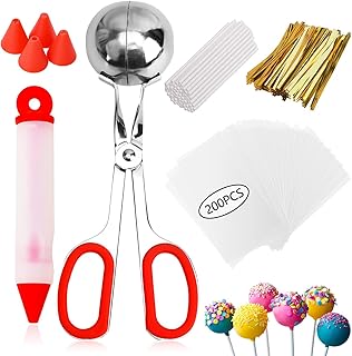 GZMAISULEE Cake Pop Moulds Kit 606 Pieces Lollipop Cake Pop Set, 1 Cake Pop Scooper and Decoration Pen, 200 Cake Pop Stick...