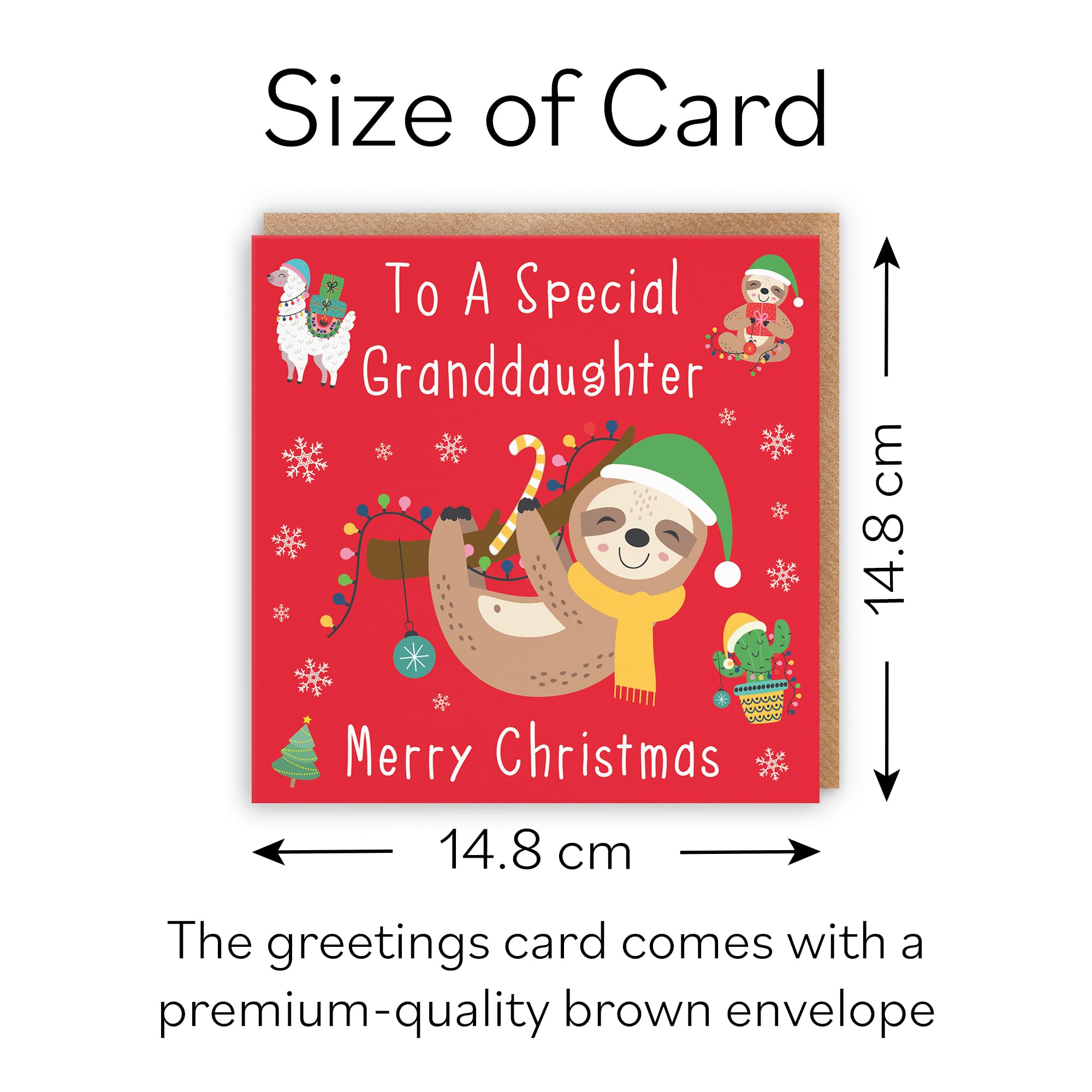 Hunts England - Granddaughter Christmas Card - To A Special Granddaughter - Merry Christmas - Sloth & Llama Collection - Funny Card - Image 4