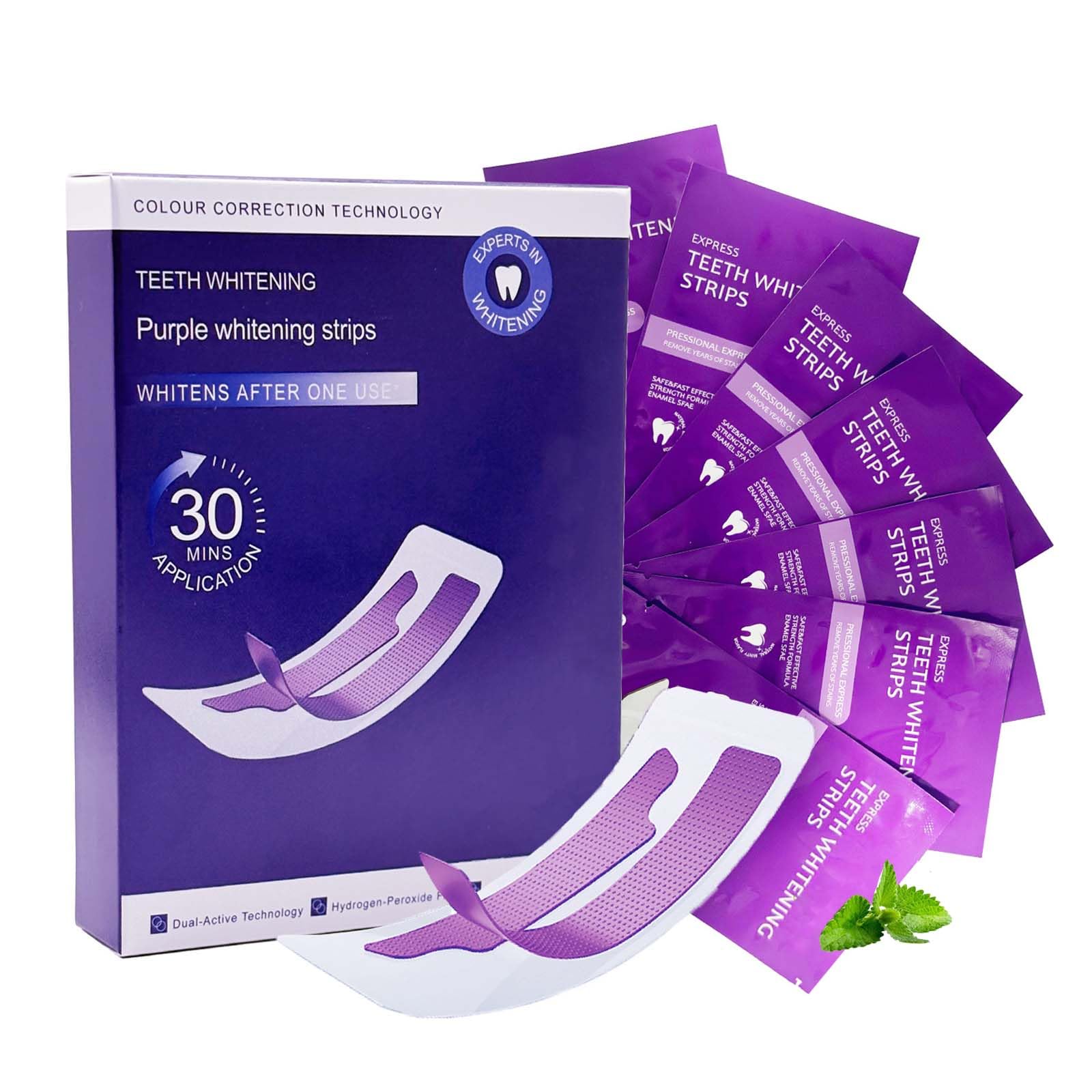 Teeth Whitening Strips Sensitive Tooth Purple Kit Enamel-Safe Professional Treatments Coffee Smoking Deep Stain Power Removal Residue-Free Non-Slip
