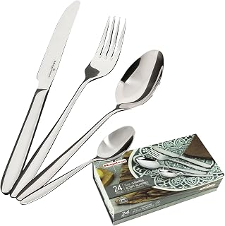 MAGEFESA Granada 24-Piece Silverware Set – Premium Stainless Steel Flatware for 6, Elegant & Durable, Gift-Ready Blue Box Included