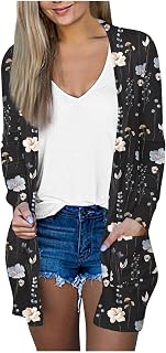 KEXIMIXUE School Cardigans for Girls Open Wedding Overcoat Women Long Sleeve Cool Winter Encanto Bagg Outerwear Collarless Solid Pockets Cardigan Women