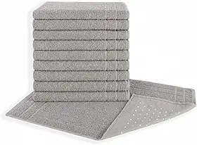 Kit 05 Tapetes para Banheiro Com Antiderrapante Grosso 550g/m² 45x70cm 100% Algodão - Cinza