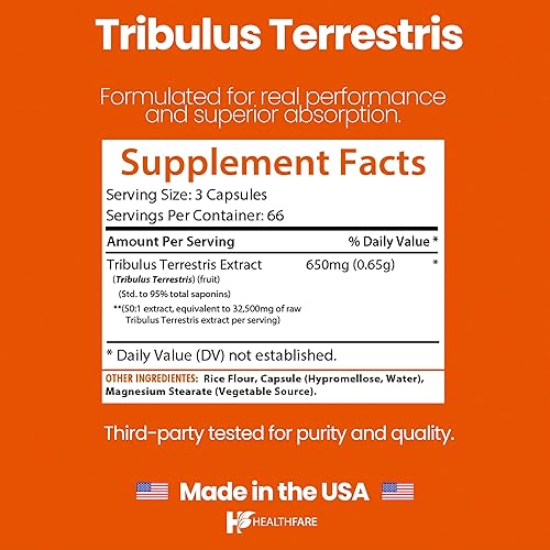 Miniatura 6 de Tribulus Terrestris 32,500 mg  200 Cápsulas  Suplemento herbario de alta potencia  Apoya el bienestar  Sin OMG  Sin gluten