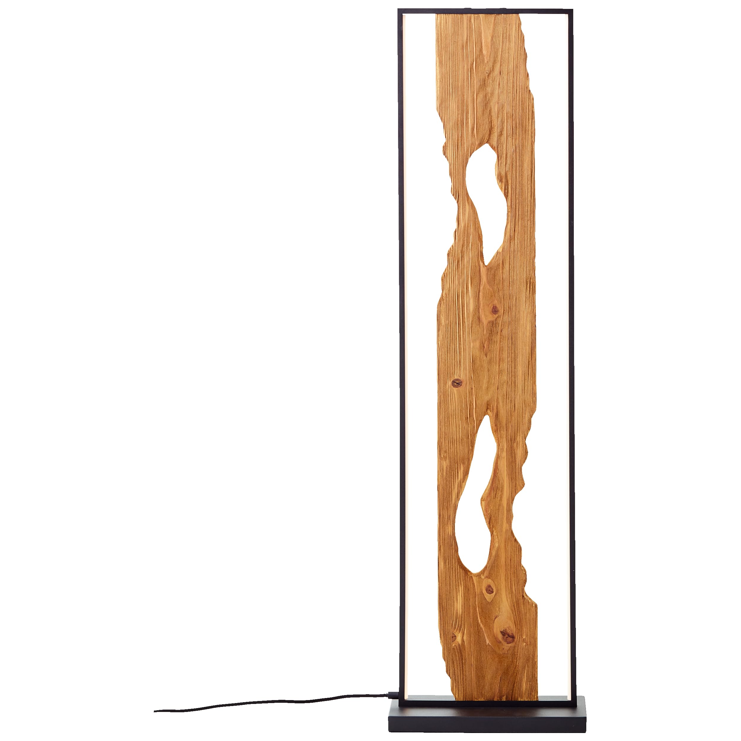 Lightbox LED Stehlampe schwarz - Stehleuchte Holz 120 cm mit Fußschalter - Standlampe Wohnzimmer warmweiß 3000K - 2300 lm inkl. LED