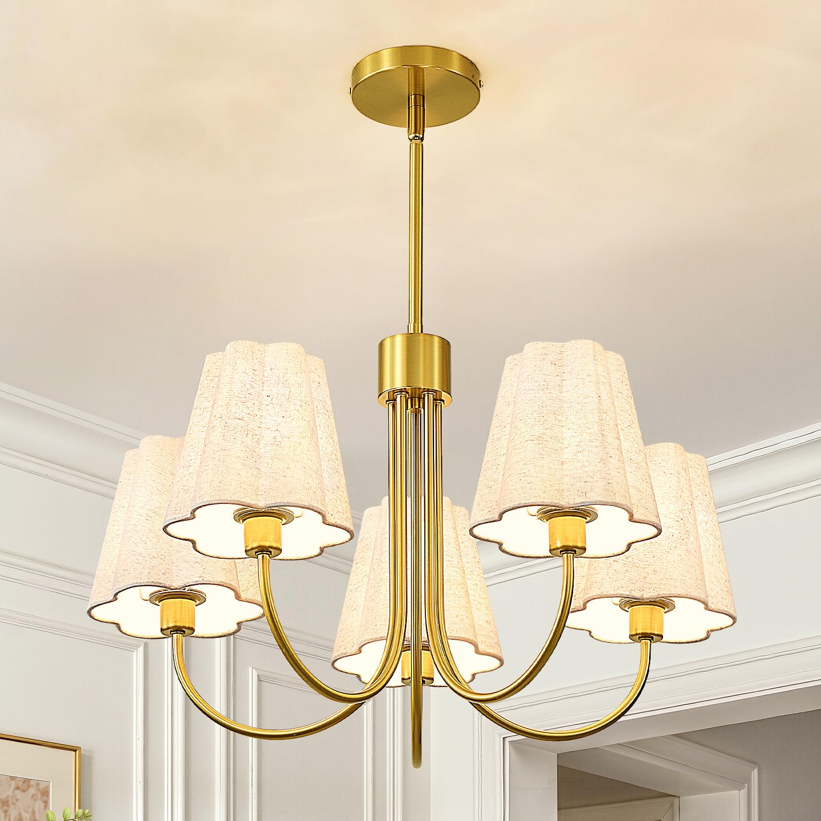 Photo 1 of RUIYEY 23" 5-Light Chandelier with Fabric Shades