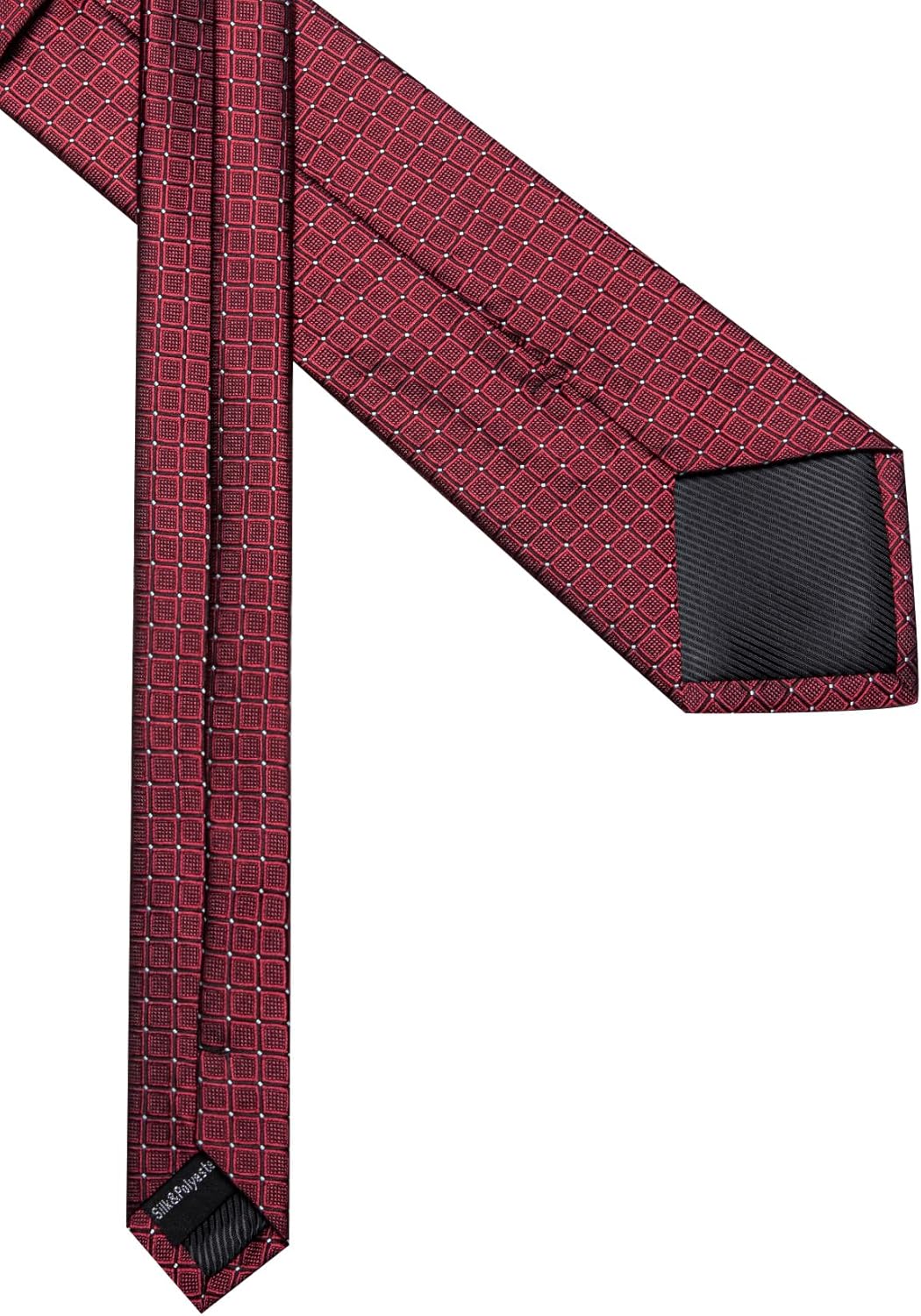 Solid Plaid Checkered Tie Set for Men Silk Necktie Pocket Square Handkerchief Cufflinks Lapel Pin Tie Clip 5PCS - Image 6