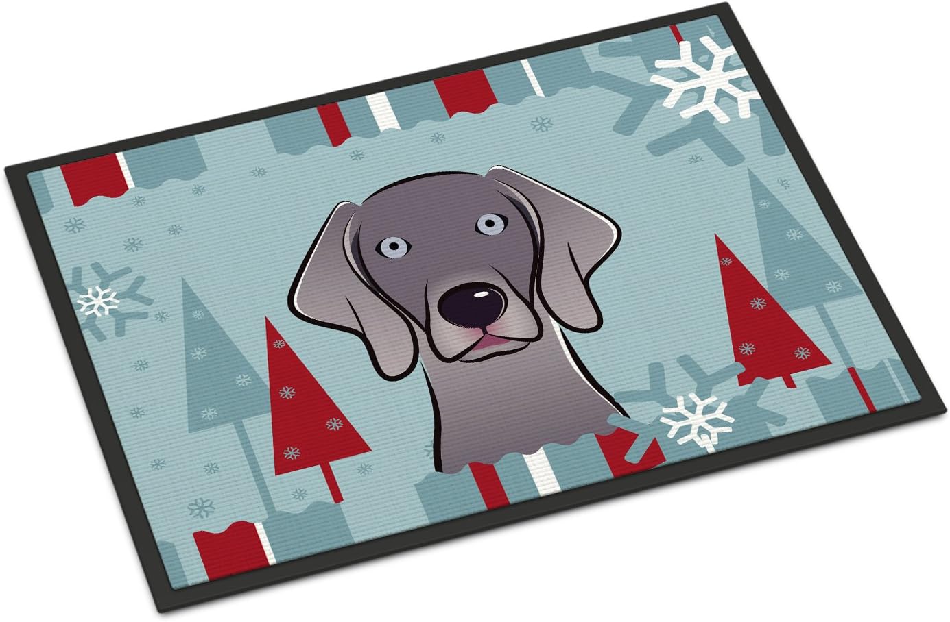 Caroline's Treasures BB1727MAT Winter Holiday Weimaraner Doormat 18x27 Front Door Mat Indoor Outdoor Rugs for Entryway, Non Slip Washable Low Pile, 18H X 27W