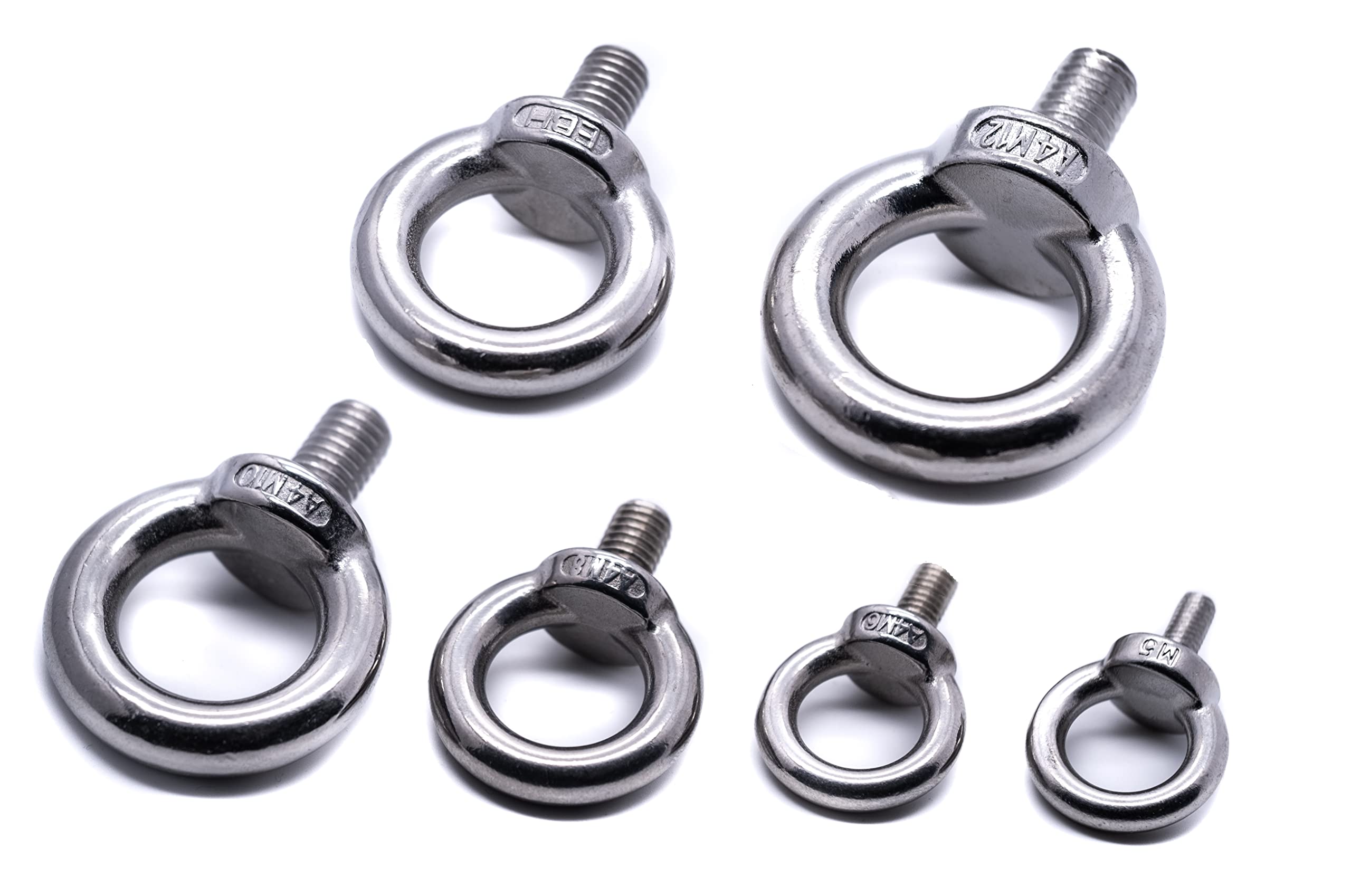 4pcs M12 Stainless steel eye bolt A4 316 marine grade lifting threaded ring (4, M12)
