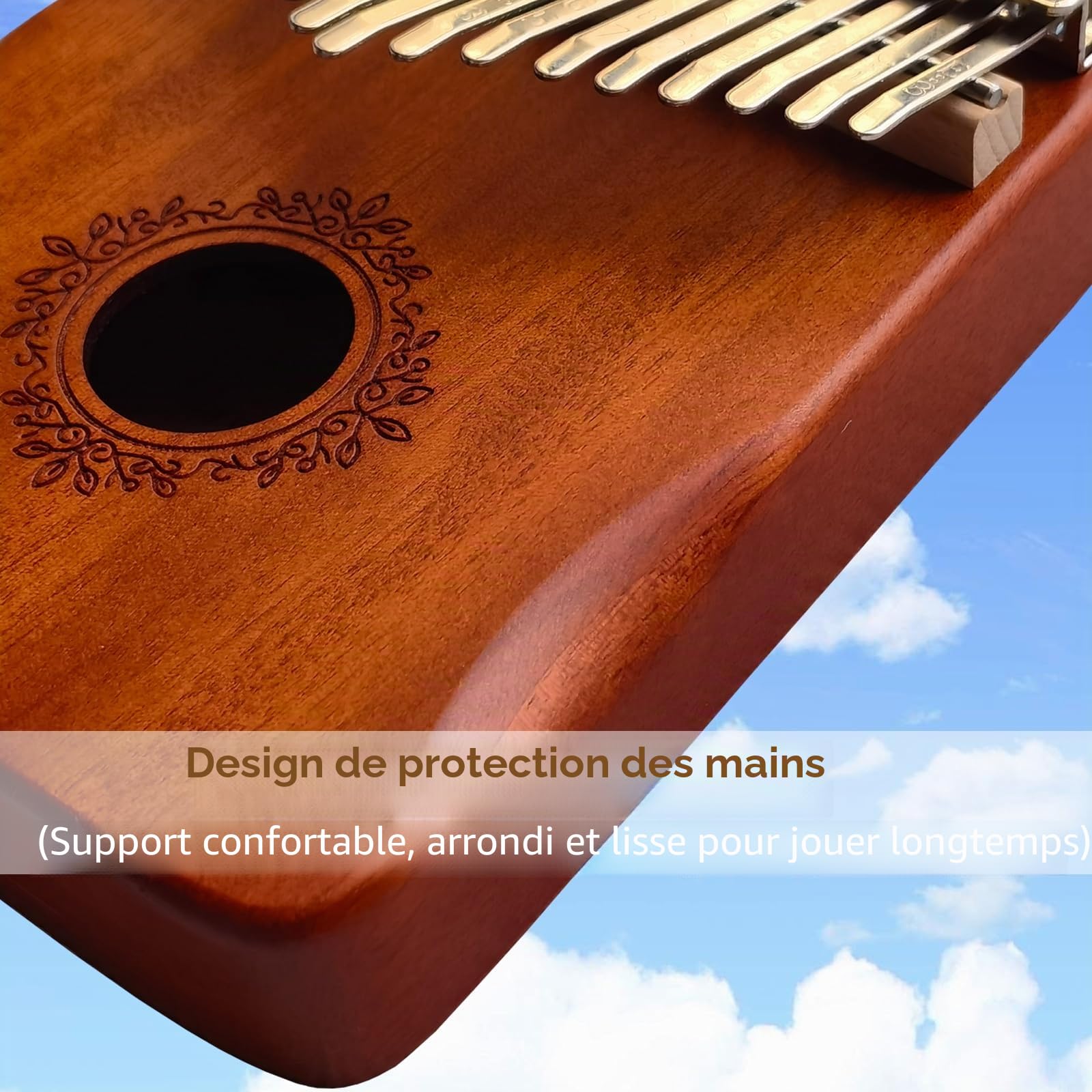 Kalimba 17 Clés Piano à pouce, Piano à Doigt Portable Mbira avec Support, Marteau d'accordage, Livre de Chansons, etc. Professionnel Instrument de Musique pour Adultes Débutants