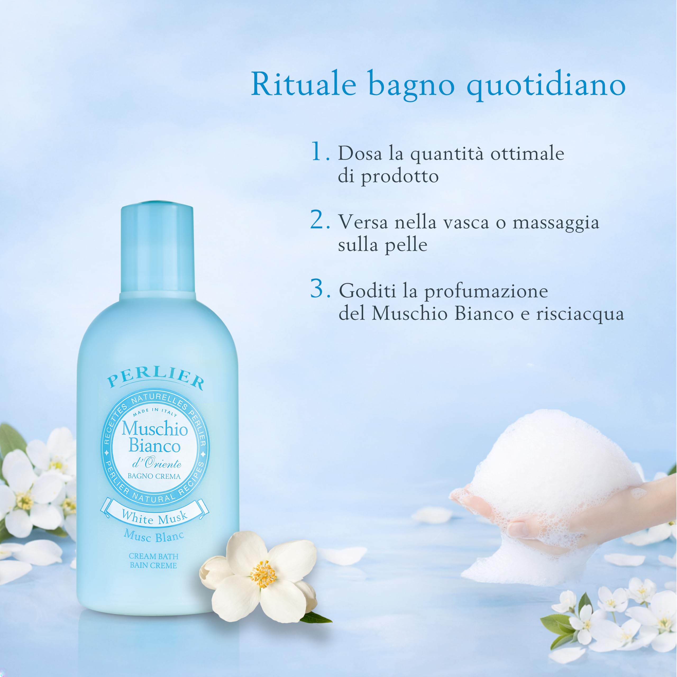 Perlier Ricette Naturali, Bagno Schiuma Muschio Bianco, Neutro, 500 Millilitro