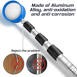 prowithlin Golf Ball Retriever, 18ft Aluminum Alloy Golf Balls Retrievers Telescopic Golf Accessories Golf Gift for Men