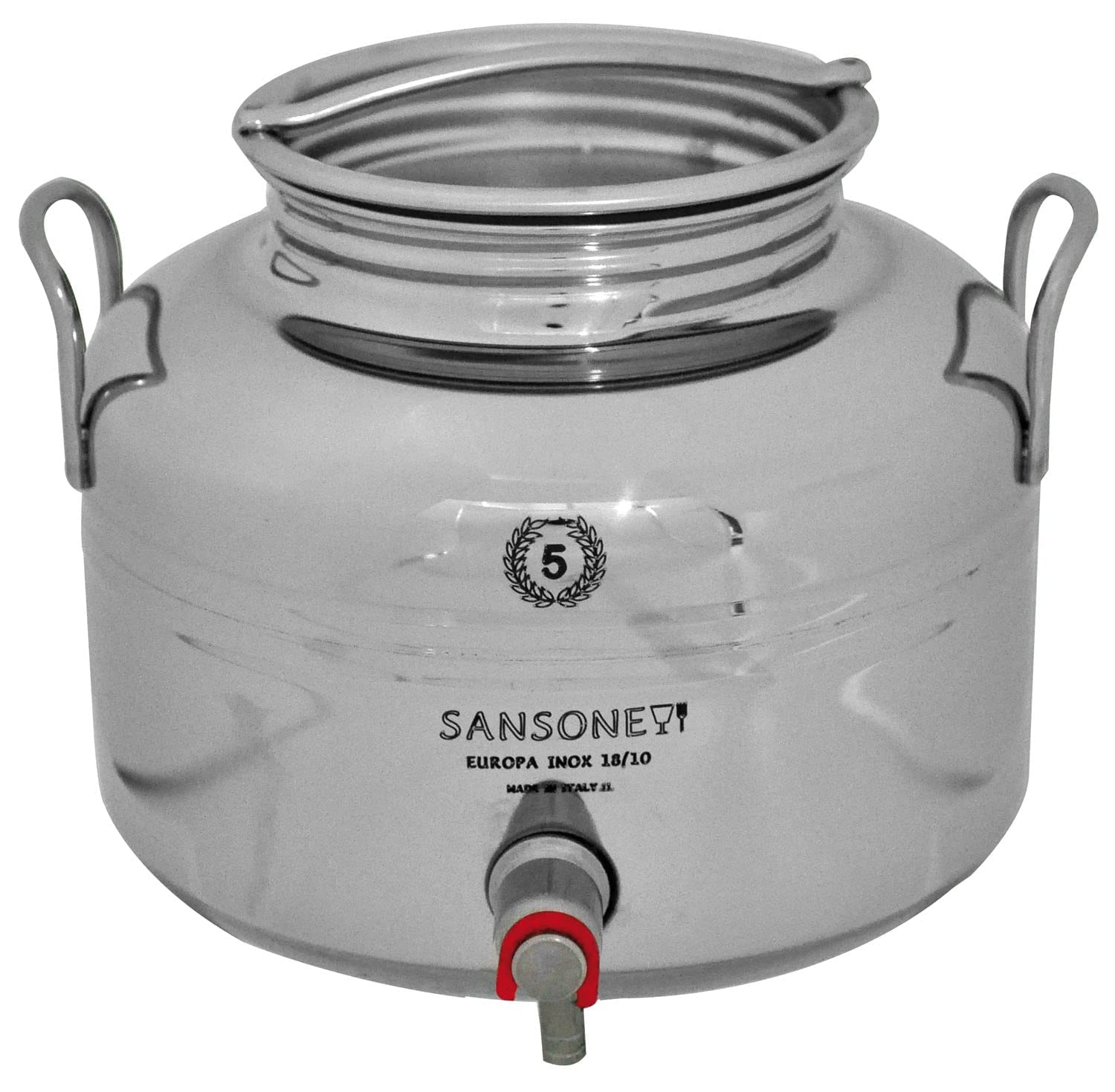 Fusto In Acciaio Inox Per Olio Da 5 Litri - Modello EUROPA - Acciaio 18/10 Con Tappo A Vite E Maniglie