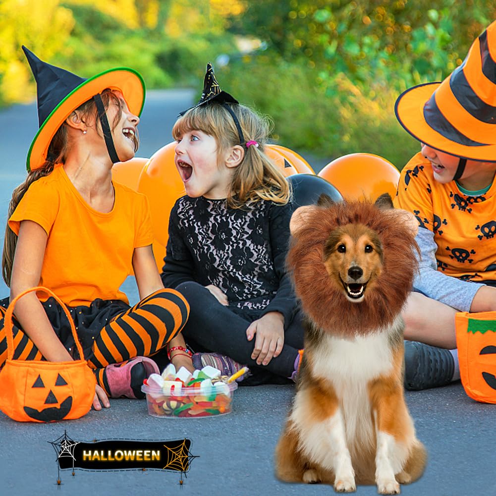 Vivifying Lion Mane for Dog, Adjustable Halloween Lion Costume Wig with Ears for Medium and Large Dogs, Realistic & Funny Accessory Perfect for Parties and Photoshoots (Large, Brown&Black)