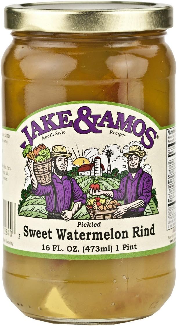 Jake & Amos Pickled Sweet Watermelon Rind, 16 Oz. Jar