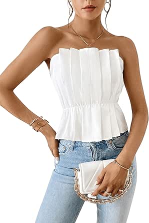 Milumia Women's Colorblock Tube Top – Strapless Button-Front Sweater Top, Hollow Out Design, Rib Knit For Casual Wear