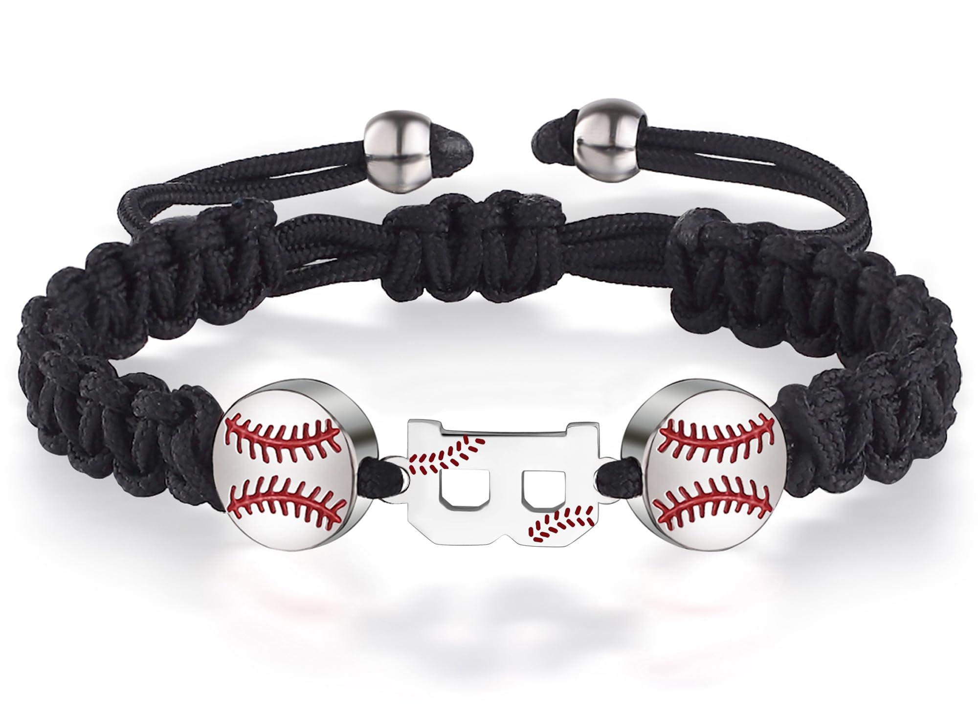 XOYOYZU Baseball Bracelets Gifts for Men Athletes Jersey Handmade Braided Adjustable Initial Letter Bracelets Personalized Gifts for Men