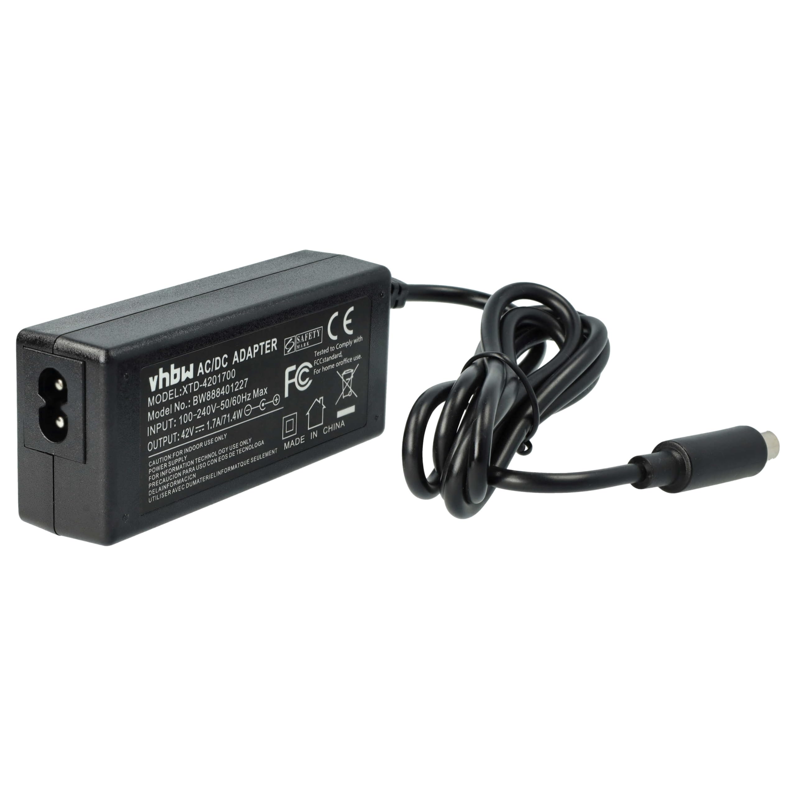 Vhbw Alimentatore Caricabatterie Per Monopattino Elettrico Segway Ninebot E22D, E22, E25 - 42V 1.7A Con Cavo 152 Cm