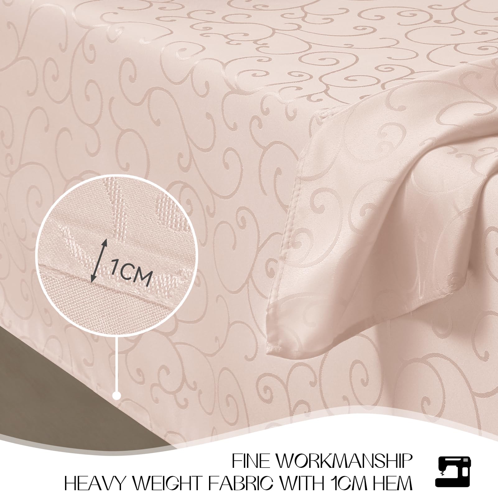 Romanstile Pink Jacquard Table Cloth, Water-Repellent,Wipe Clean, Rectangular 140 x 200 cm - Image 4