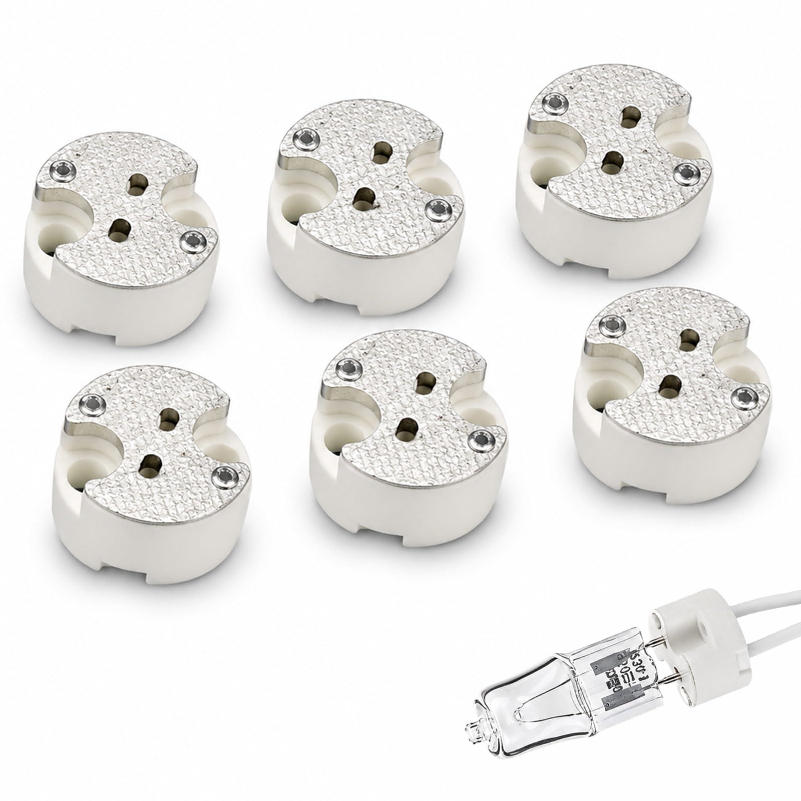 Vastitude 6 Pcs Ceramic MR16 GU5.3 Lamp Sockets for LED Halogen Bulbs
