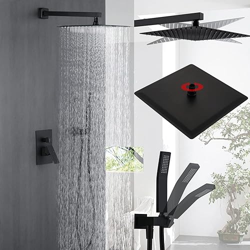 Miniatura 3 de KRUZOO Sistema de ducha cabezal de ducha de lluvia de cascada de 12 pulgadas con juego combinado de mano grifo de ducha de lluvia de alta presión