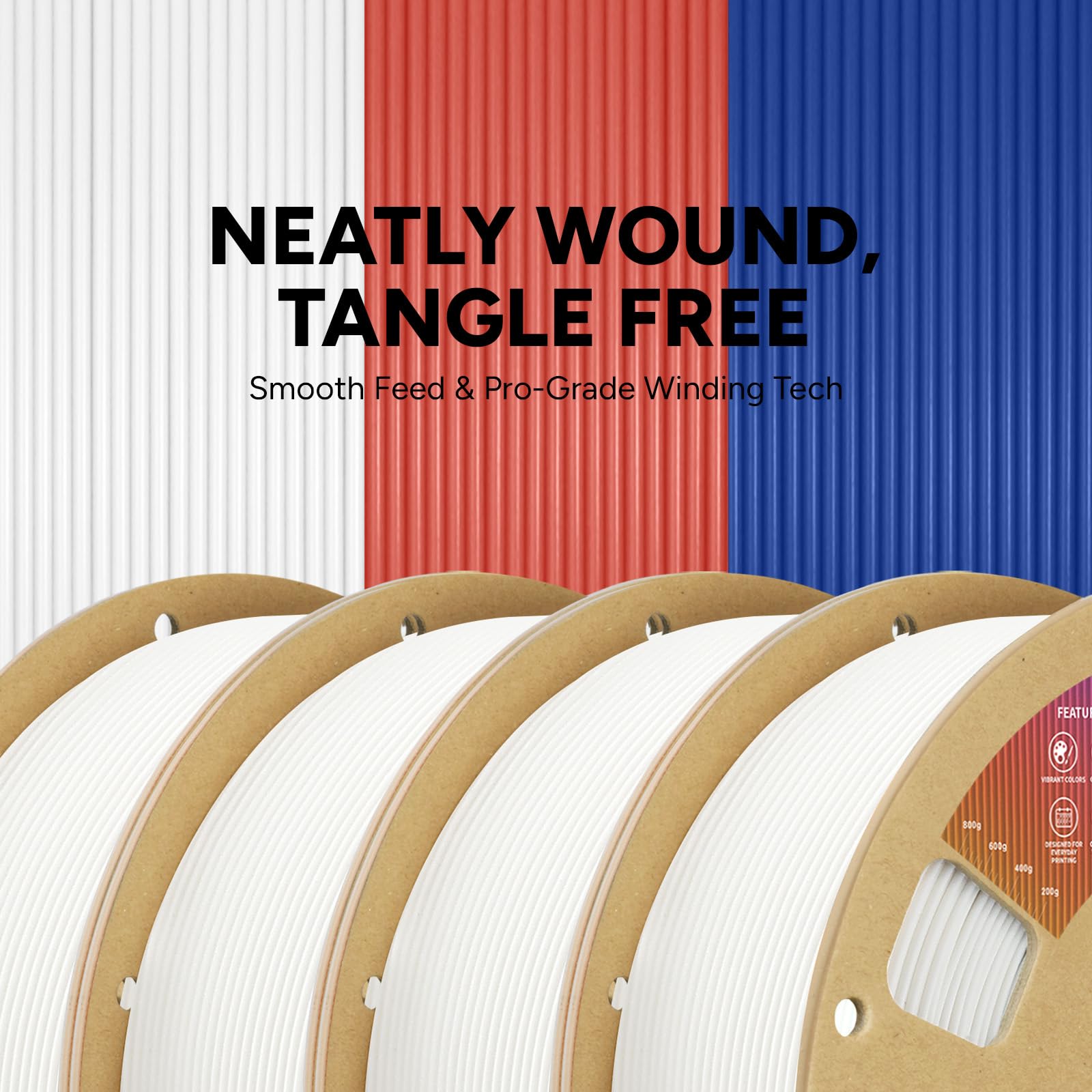 OVERTURE Filamento PLA 1.75mm, 4kg Bobina(8.8lbs), Precisione Dimensionale +/- 0.02 mm, per Stampante 3D (Bianco 1kg*4)