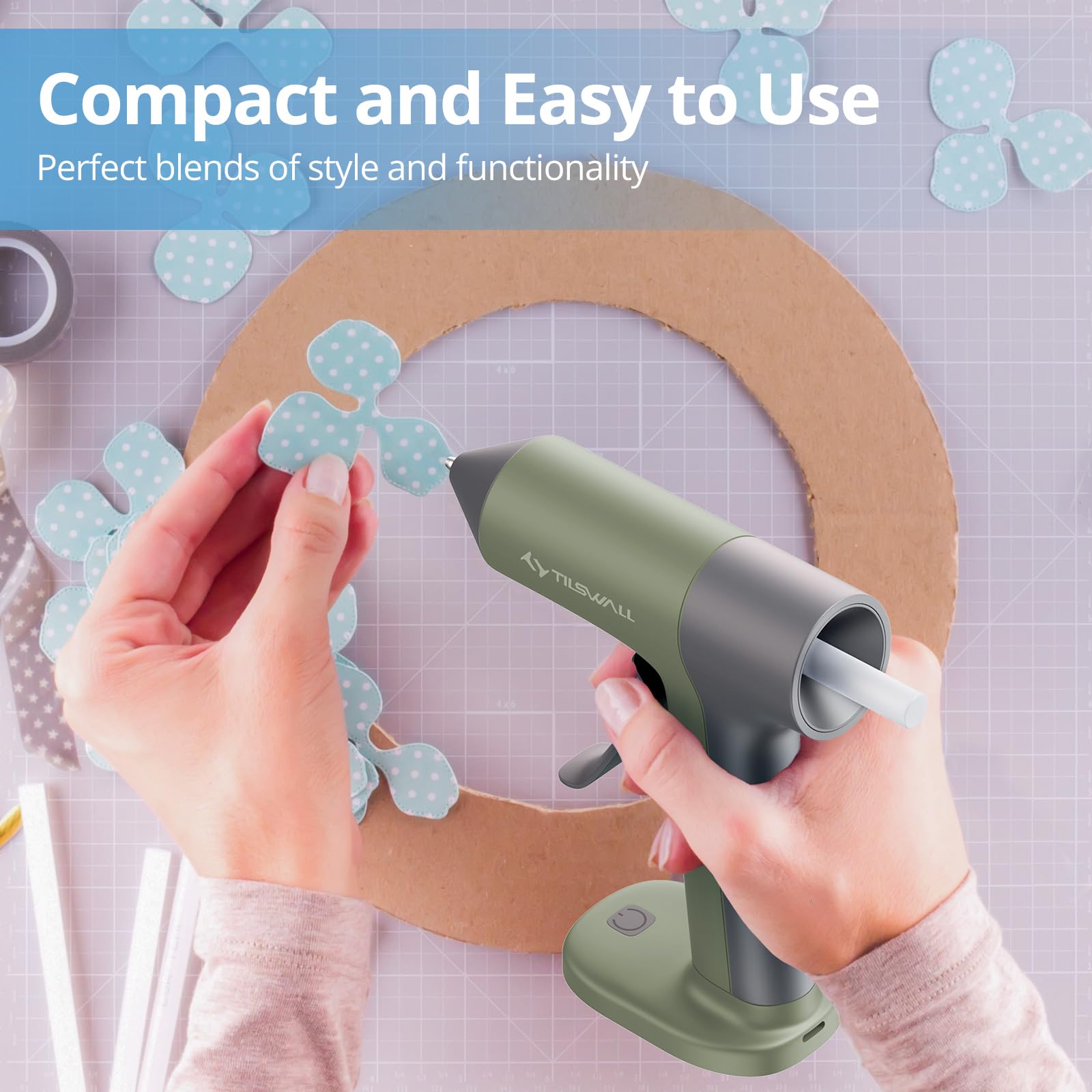 Tilswall Cordless Hot Glue Gun - Fast Preheating -2